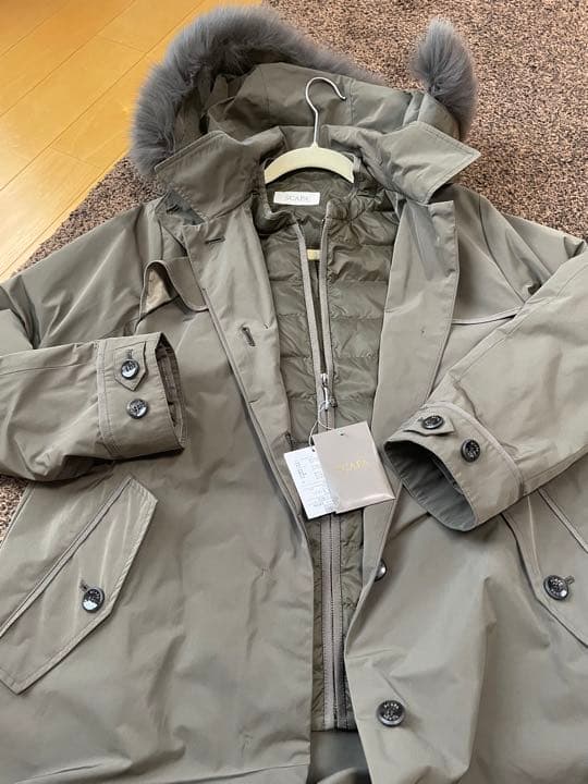 新品タグ付　インナーダウン ファーフード付モッズコート　トレンチコート　カーキ