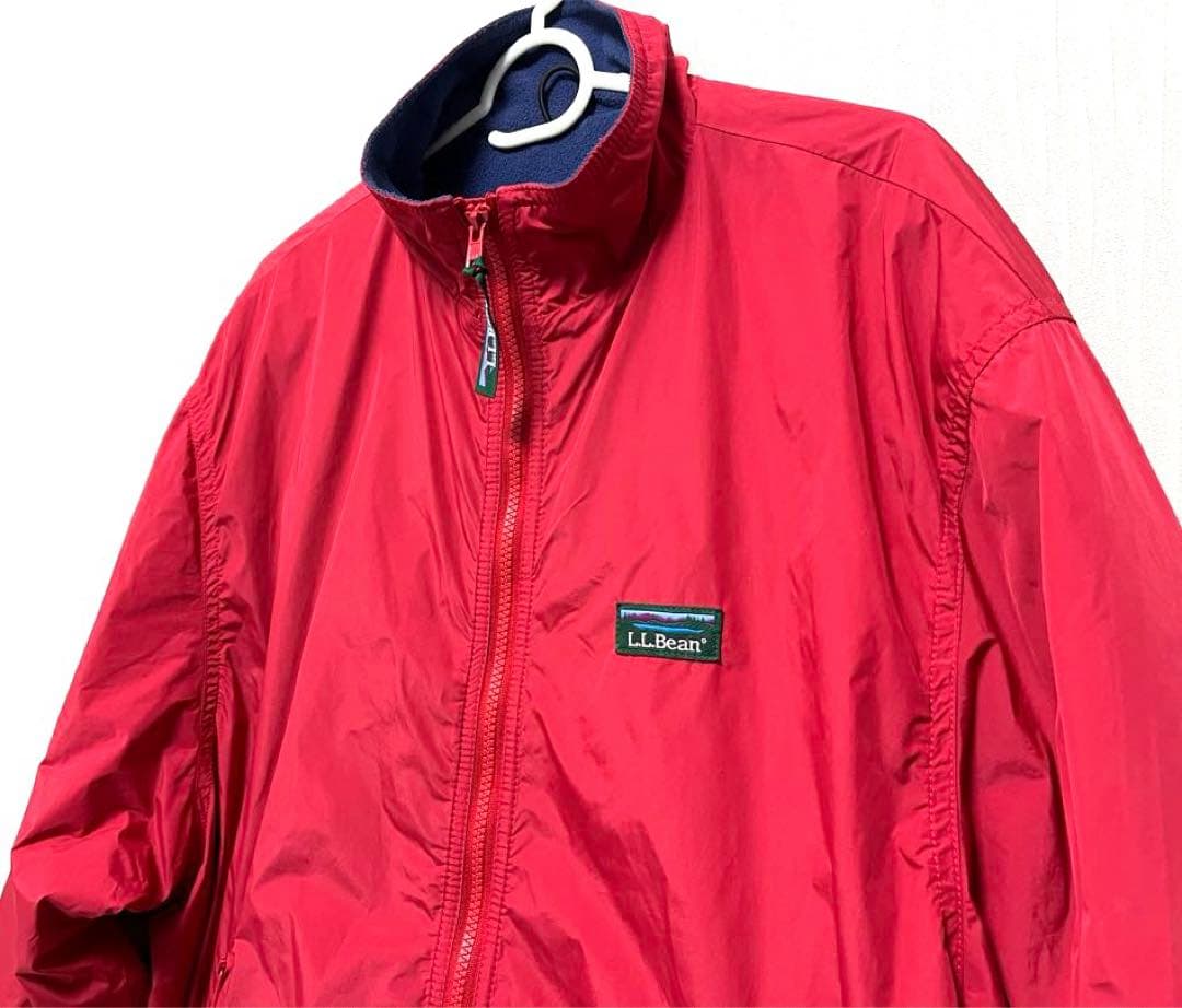 美品　L.L.Bean エルエルビーン ナイロンジャケット 裏フリース レッドL
