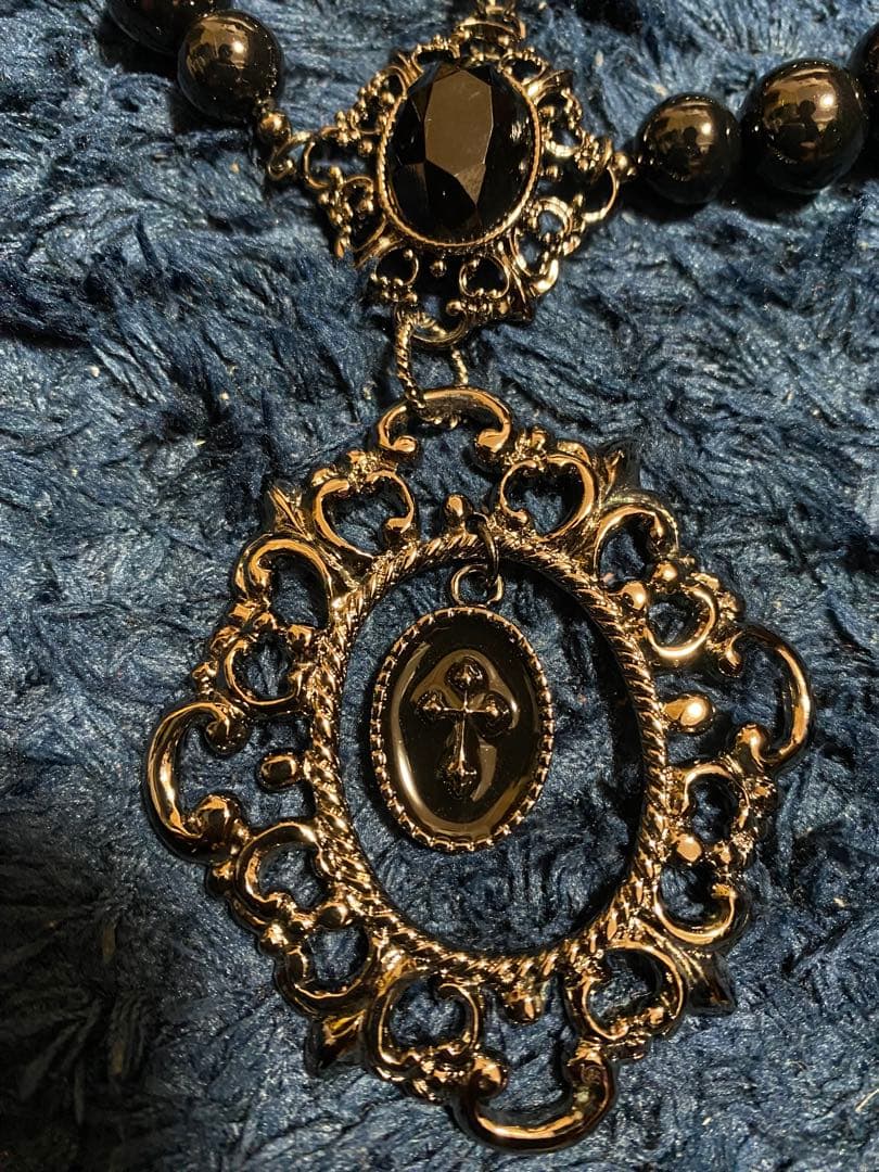 Black Peace Now ブラックビーズネックレス　クロス