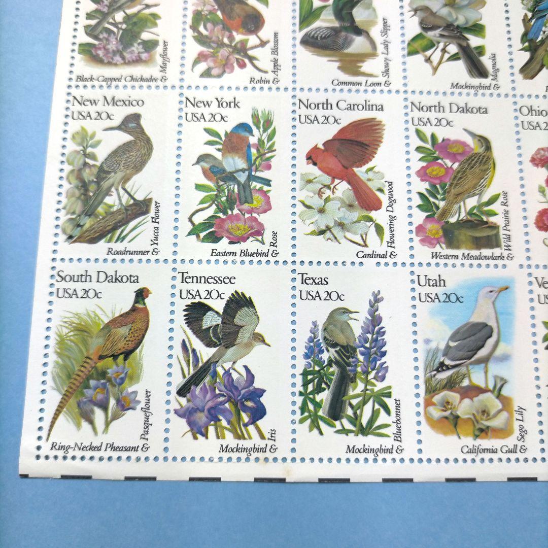2772 外国切手 アメリカ 【人気品】州立鳥と花 50種完セットシート 未使用