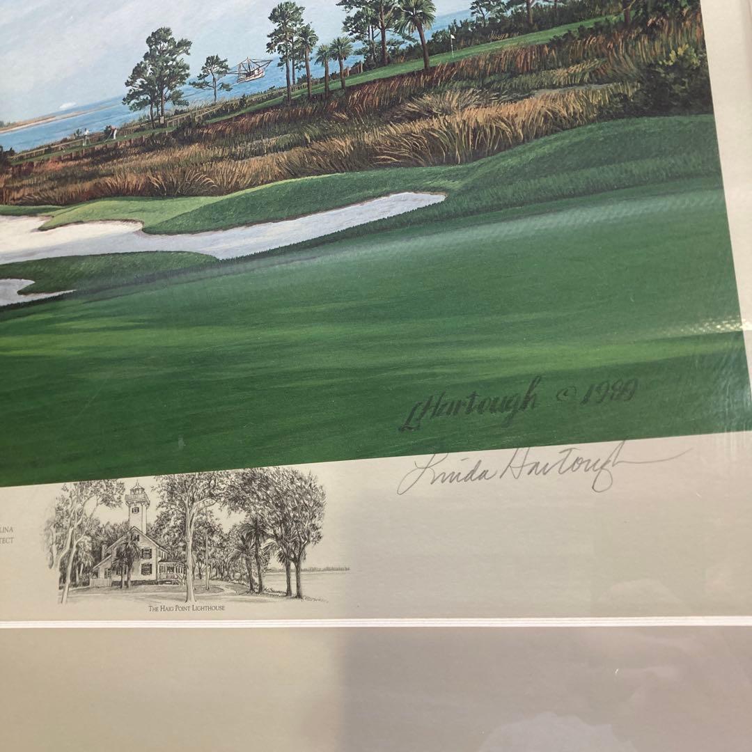 カ*K様 Linda Hartough サイン入り ゴルフ場の絵 1989年 古