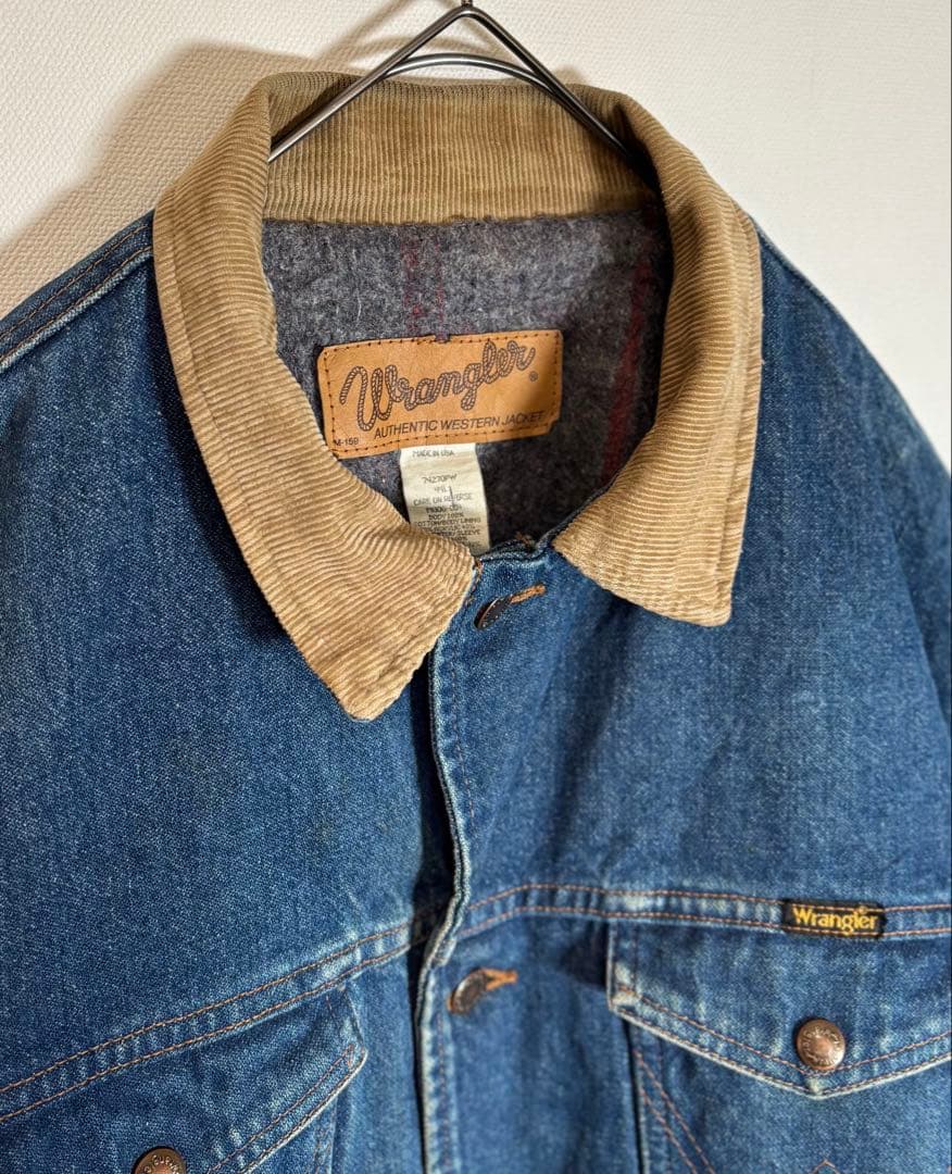 Wranglerラングラー USA製コーデュロイ襟　ブランケットデニムジャケット