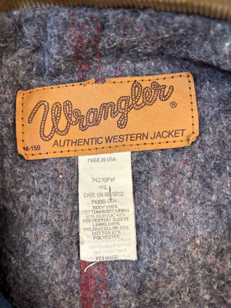 Wranglerラングラー USA製コーデュロイ襟　ブランケットデニムジャケット