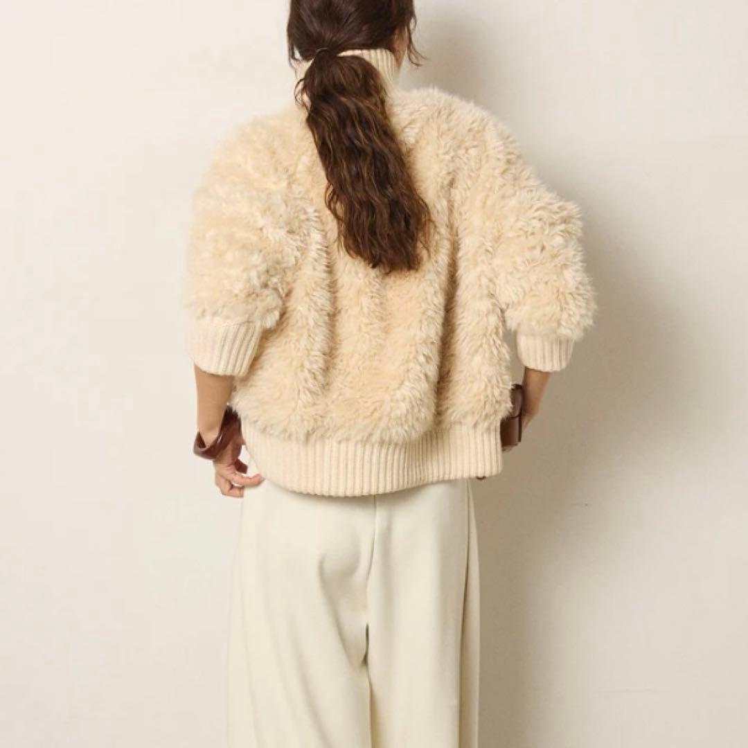 新品未使用【ESICA エシカ 】ハイネックボアブルゾンF ホワイト アウター