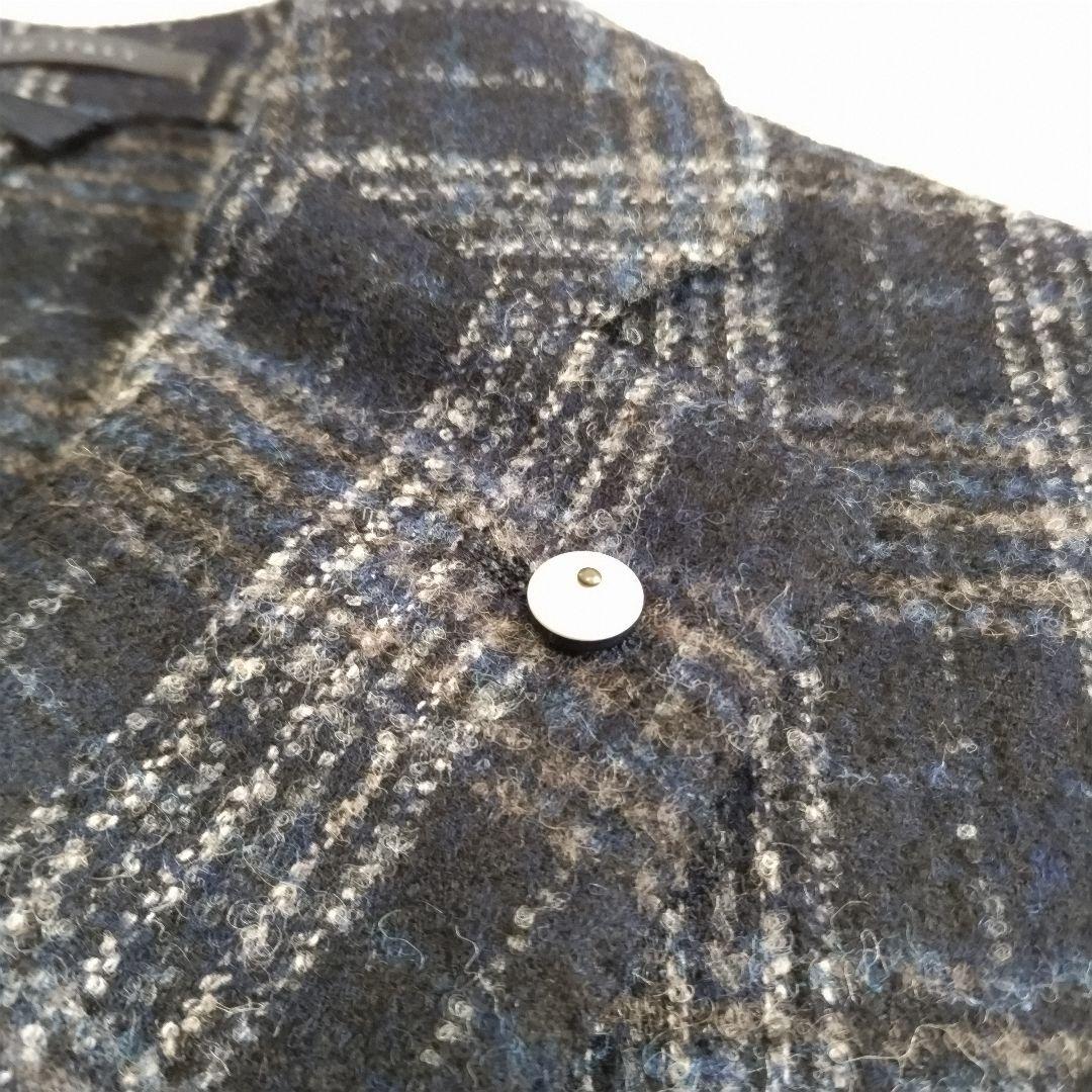 美品　ルビアム テーラードジャケット チェック アンコン仕立て ネイビー　М