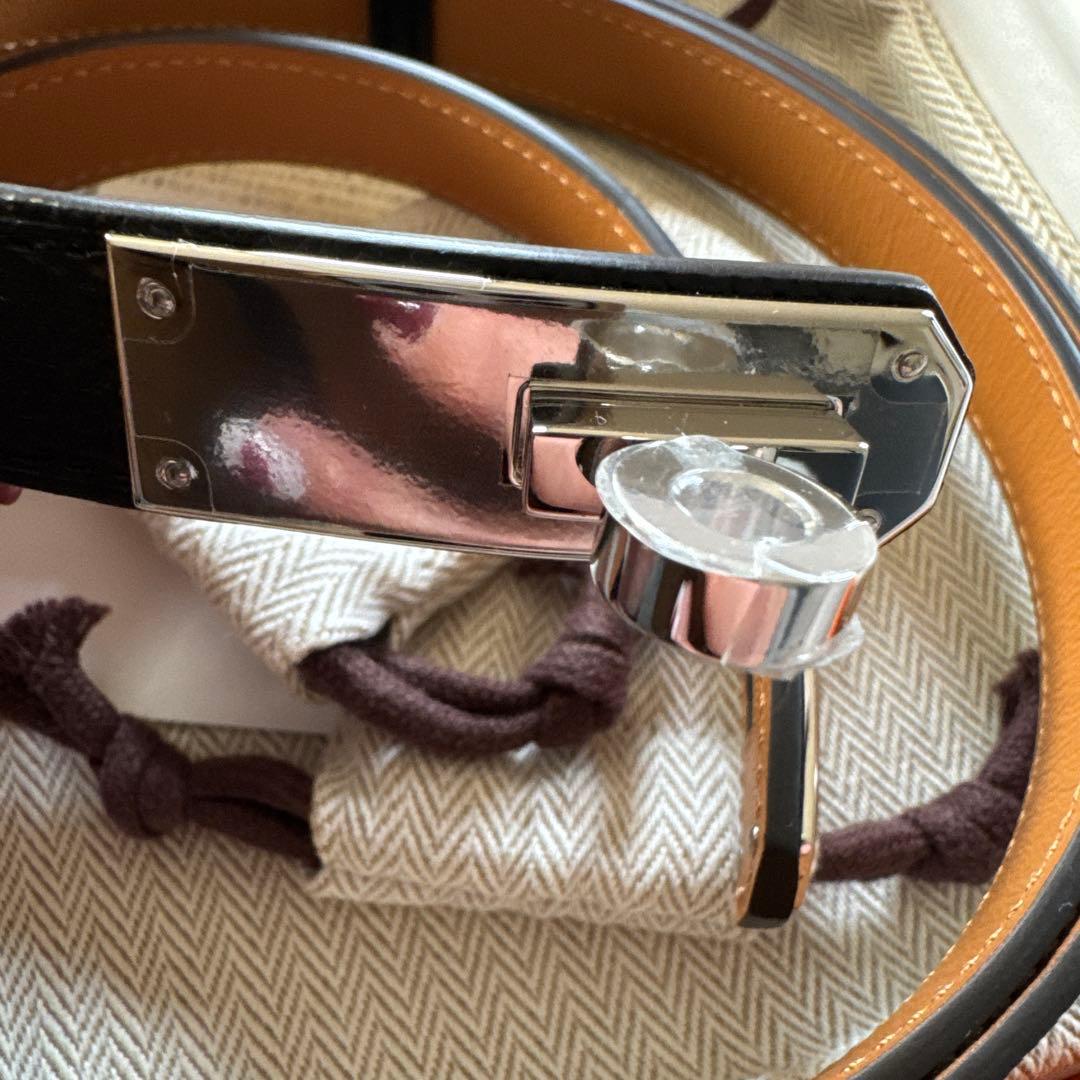 エルメス　HERMES ケリーベルト　ブラック×シルバー　B刻