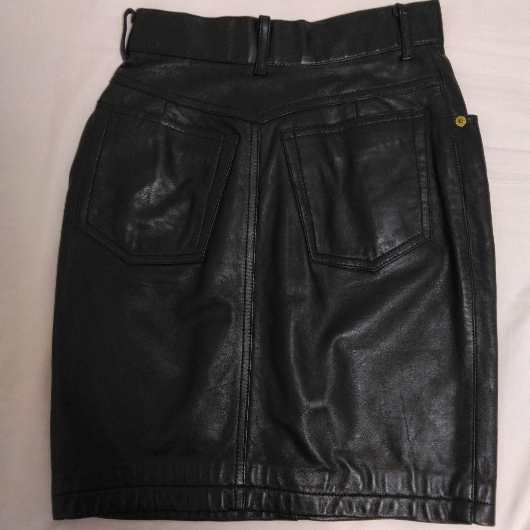 激レア❣ ROPE 羊革 肌触り良い羊❣黒 ブラック レザー タイトミニスカート