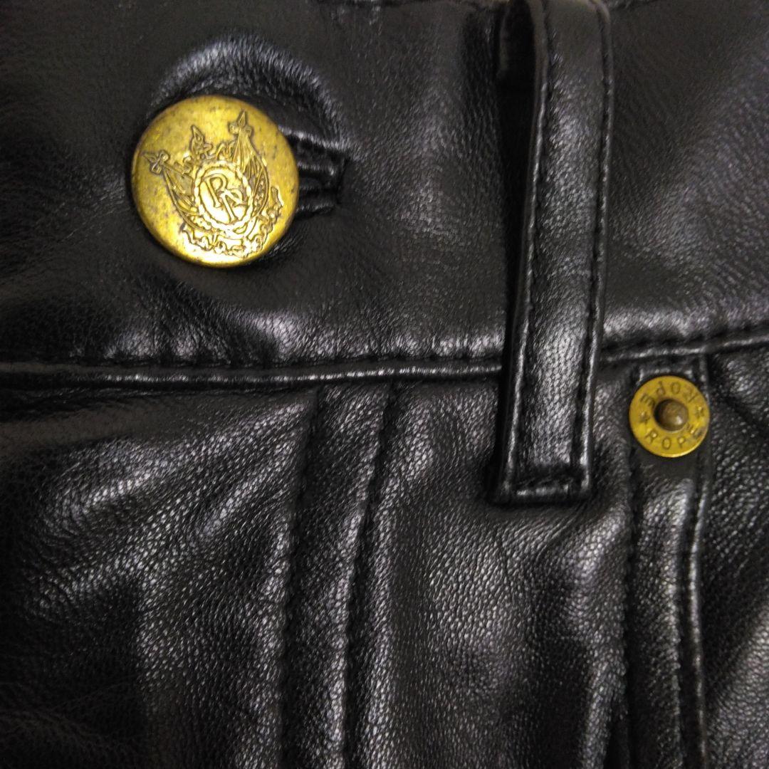 激レア❣ ROPE 羊革 肌触り良い羊❣黒 ブラック レザー タイトミニスカート