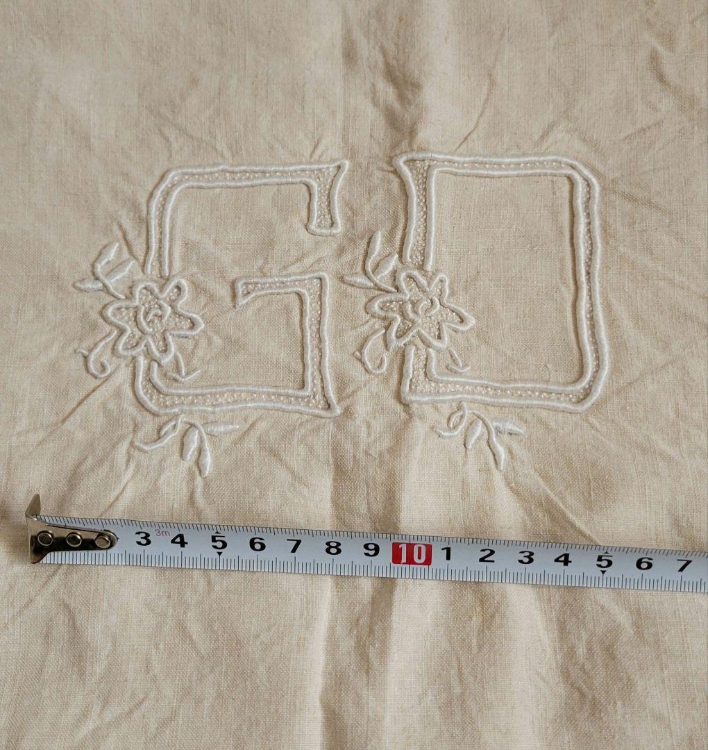 アンティーク リネン シーツ モノグラム刺繍布 ハシゴ刺繍 フレンチ
