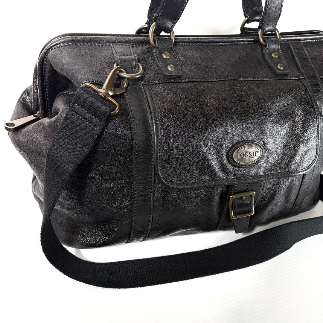 Fossil フォッシル 2way ボストンバッグ ブラック 黒 レザー