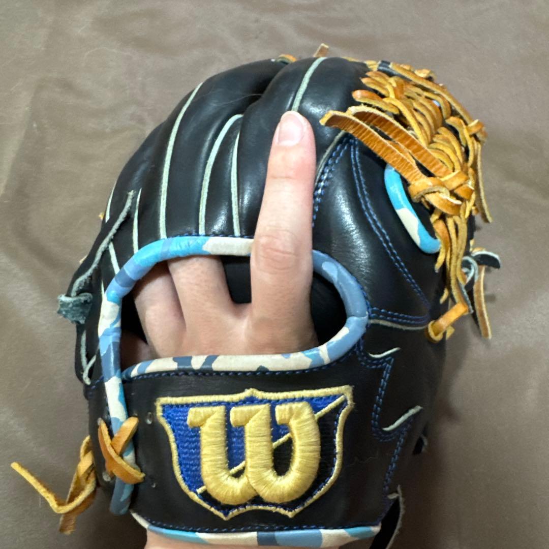 Wilson 軟式グローブ 黒/青/茶 D-MAX