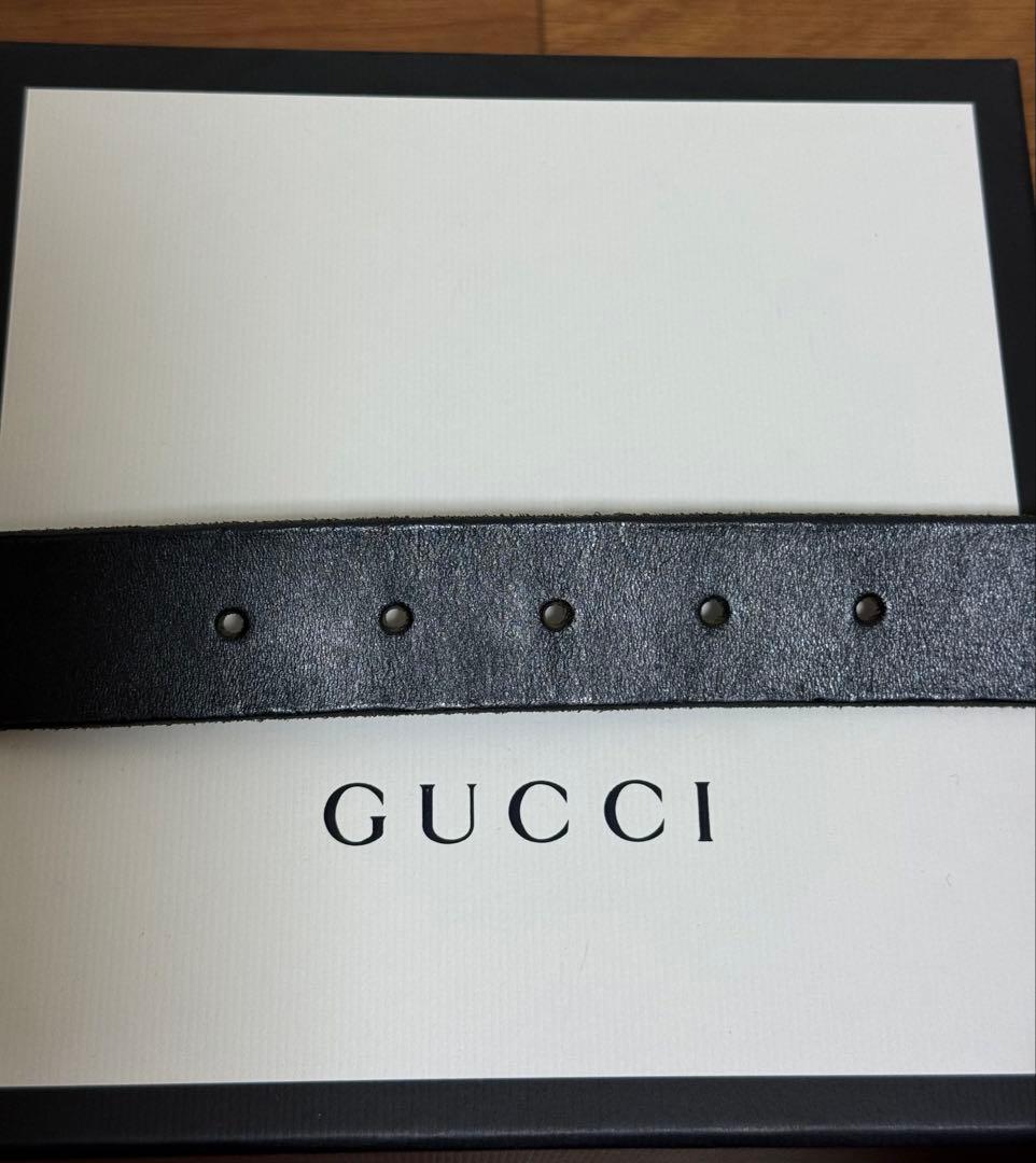 GUCCI ブラック レザー ベルト GGロゴ