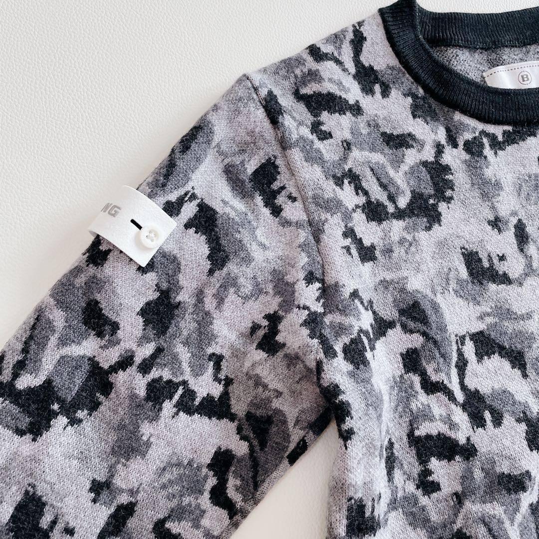 ブリーフィングゴルフ 長袖ニットセーター S 総柄 グレー ブラック　23年