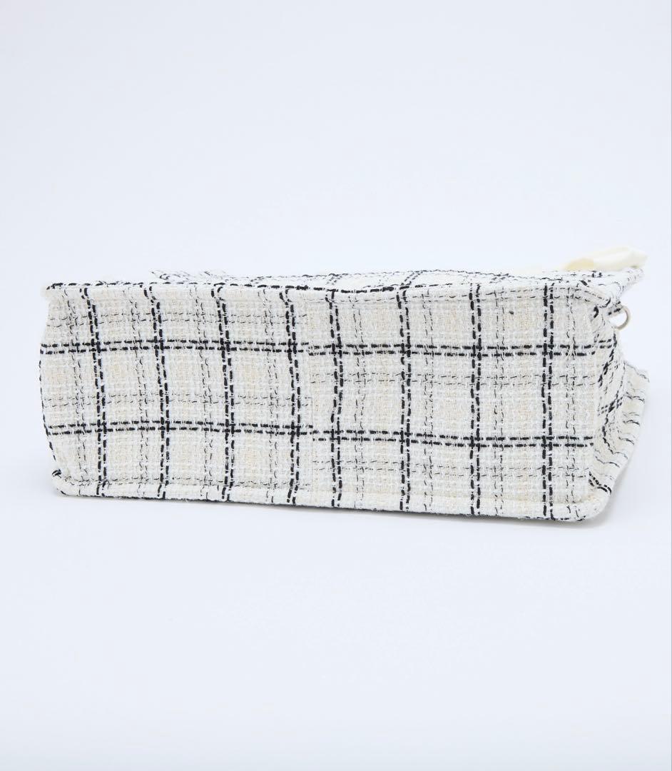 【LouLoumei】ナイスクラップツイードトートバッグタグ付きホワイト