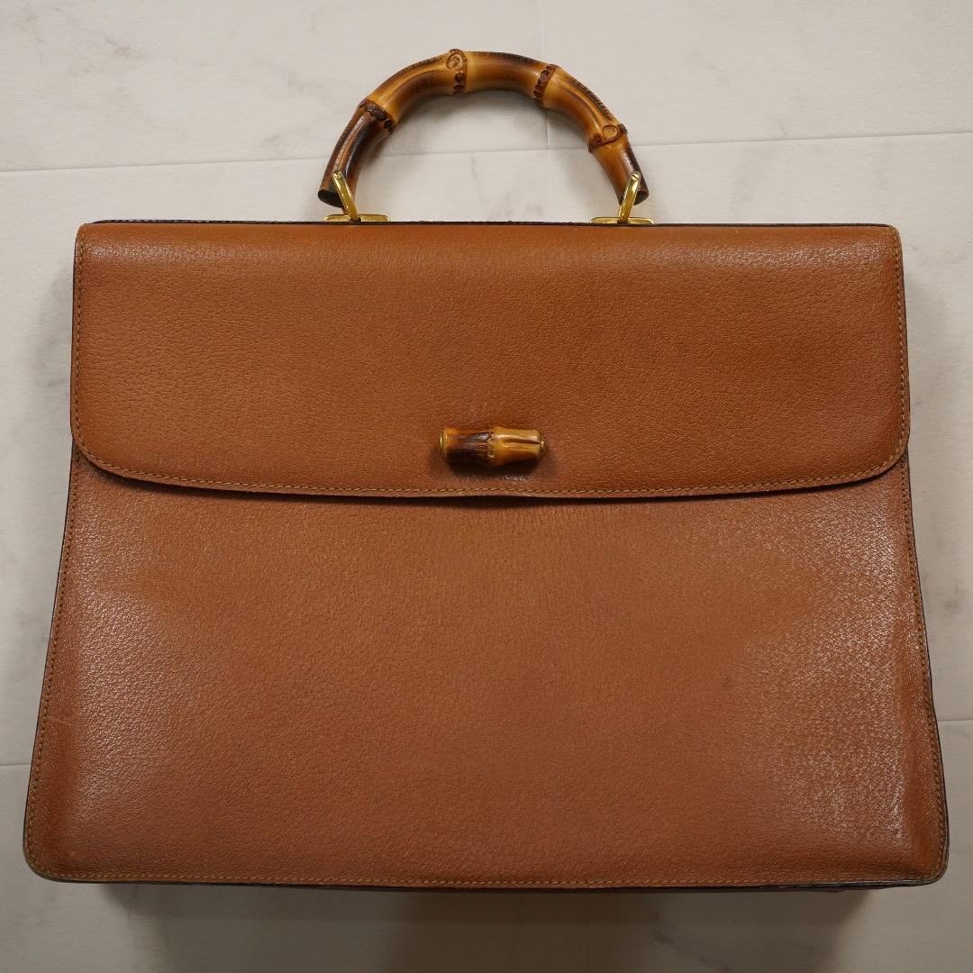 GUCCI ビジネスバッグ 2way バンブー カーフレザー ブラウン