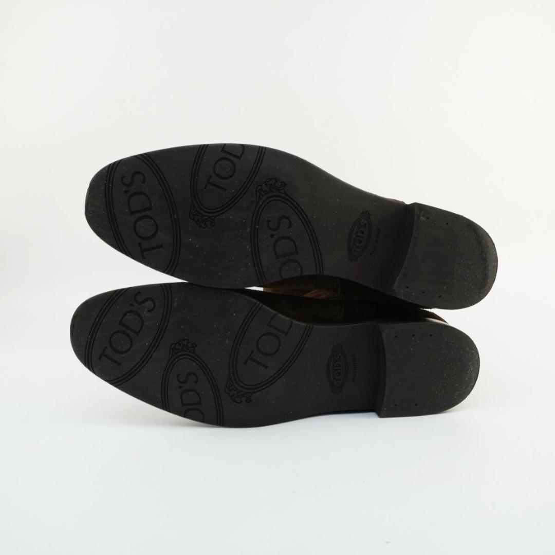 TOD'S 38 25.0 スエードレザーロングブーツ ダークブラウン/LD10