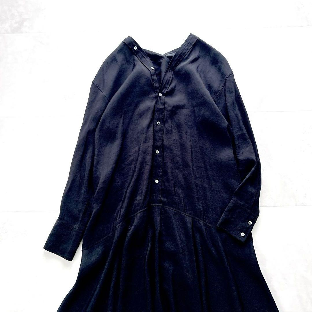 24SS✨人気　ビアズリー カラーレスシャツワンピース　ブラック　現行近年モデル