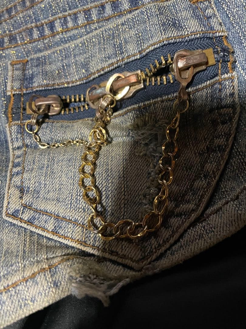 d.i.a ダメージラメ加工デニムショーパン