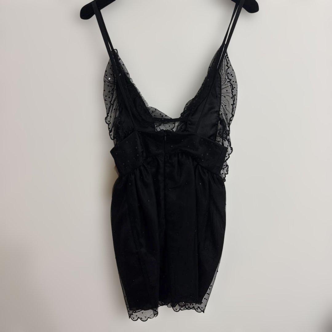 40 N°21 ドットチュール フリル キャミミニワンピ シースルー風