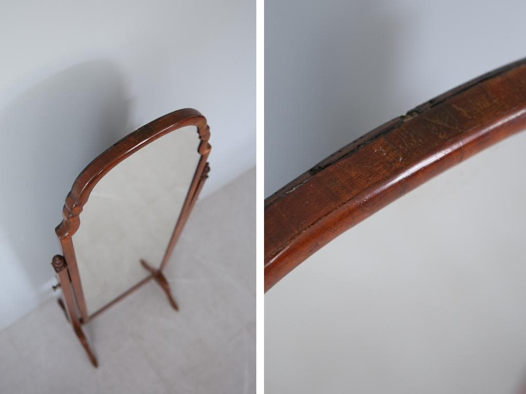 英国アンティーク古木シュバルミラー/スタンドミラー/木製立鏡/姿見(89-169