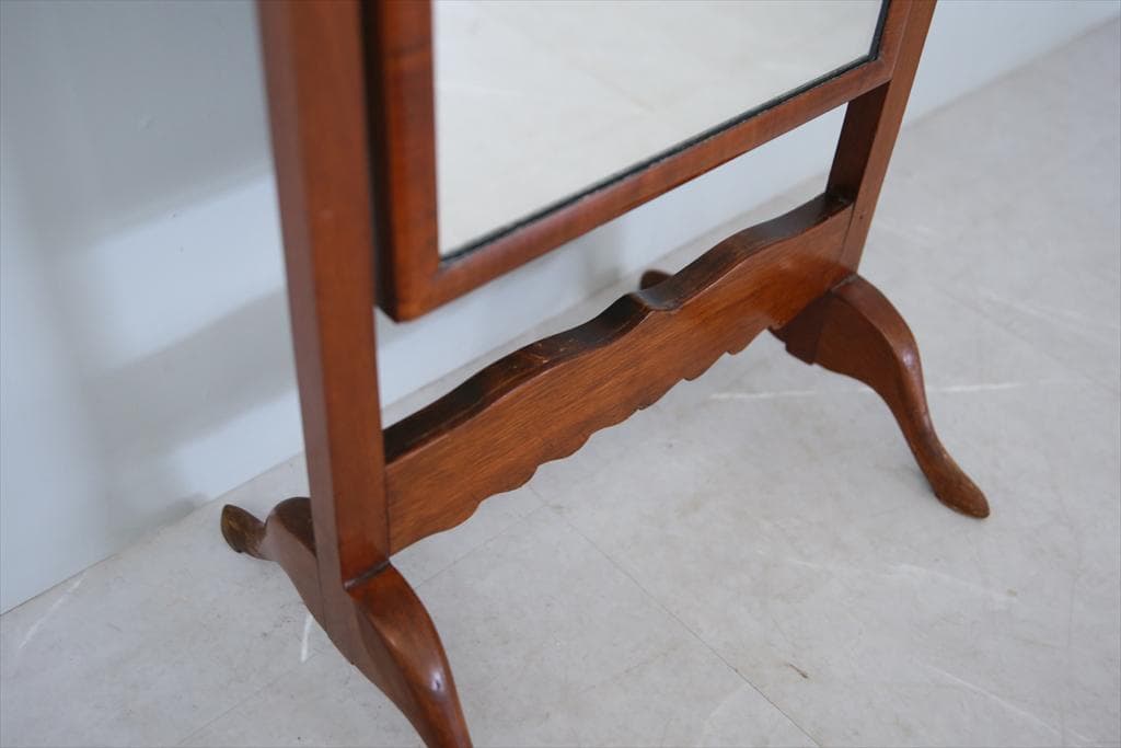 英国アンティーク古木シュバルミラー/スタンドミラー/木製立鏡/姿見(89-169