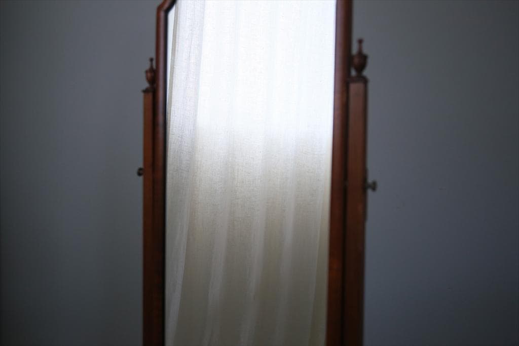 英国アンティーク古木シュバルミラー/スタンドミラー/木製立鏡/姿見(89-169