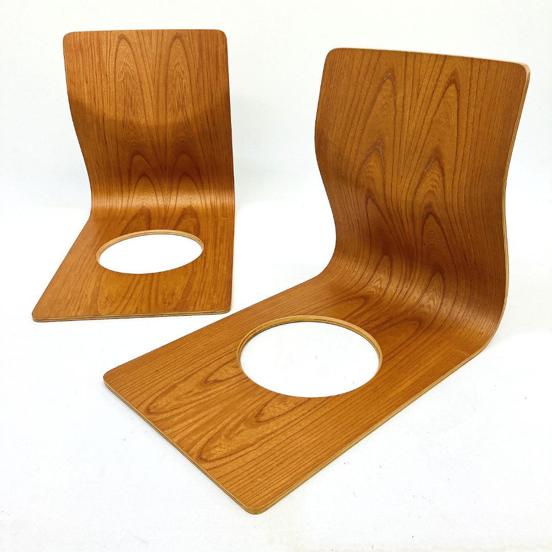 Tendo 天童木工 座椅子 2脚セット 藤森健次 曲げ木 ケヤキ板目 曲木④