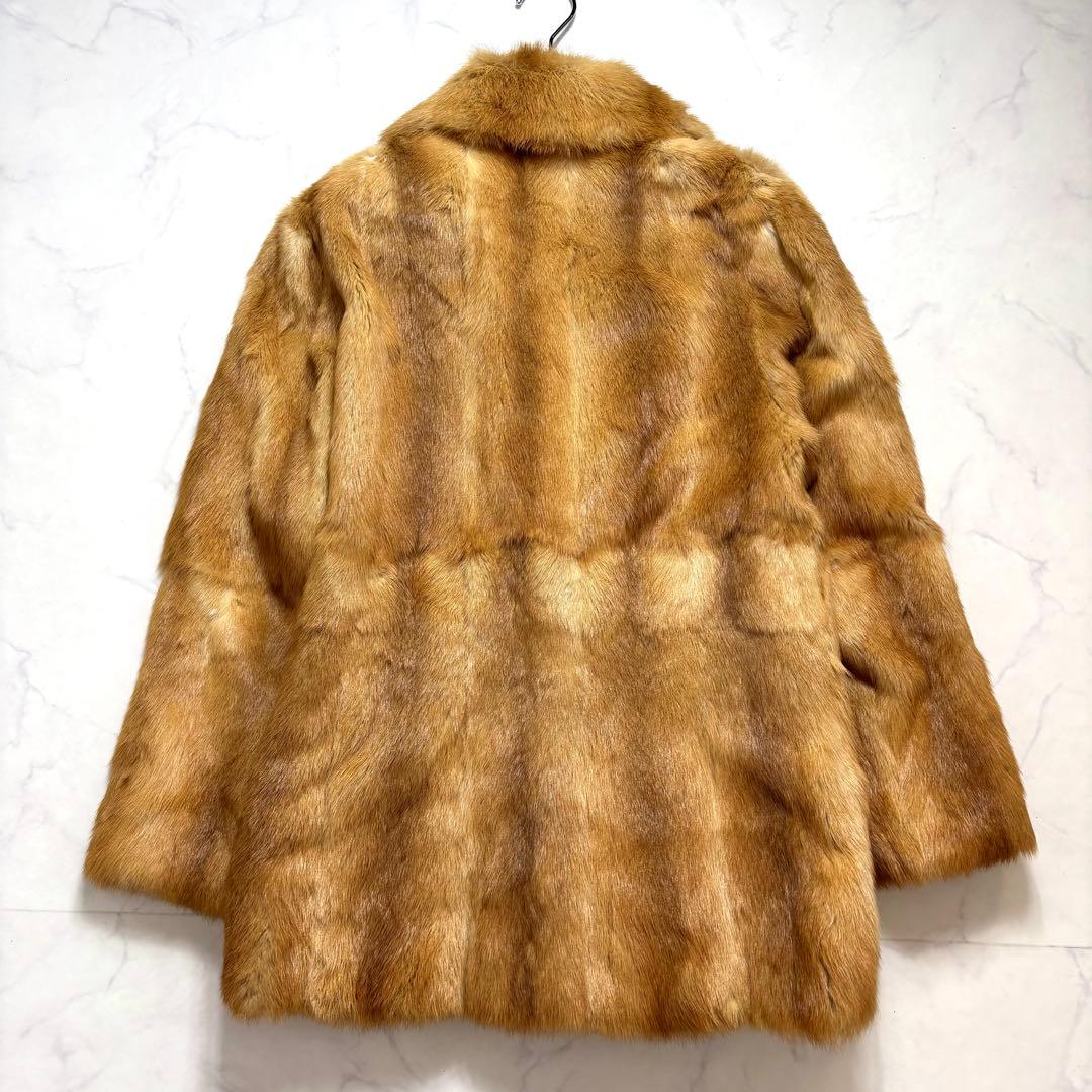 極美品✨本毛皮 リアルファーコート ミンク 最高級 キャメルブラウン L