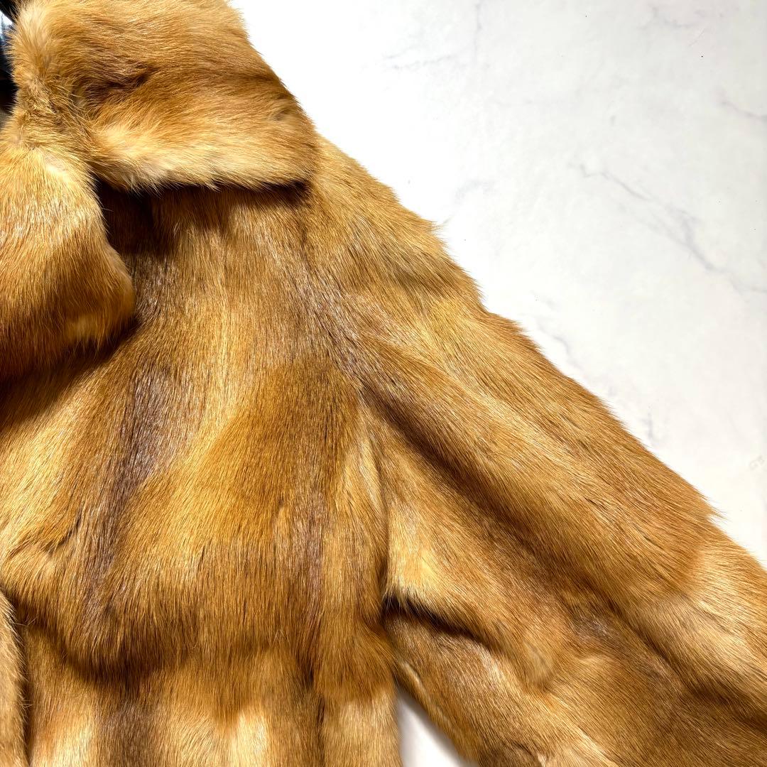 極美品✨本毛皮 リアルファーコート ミンク 最高級 キャメルブラウン L