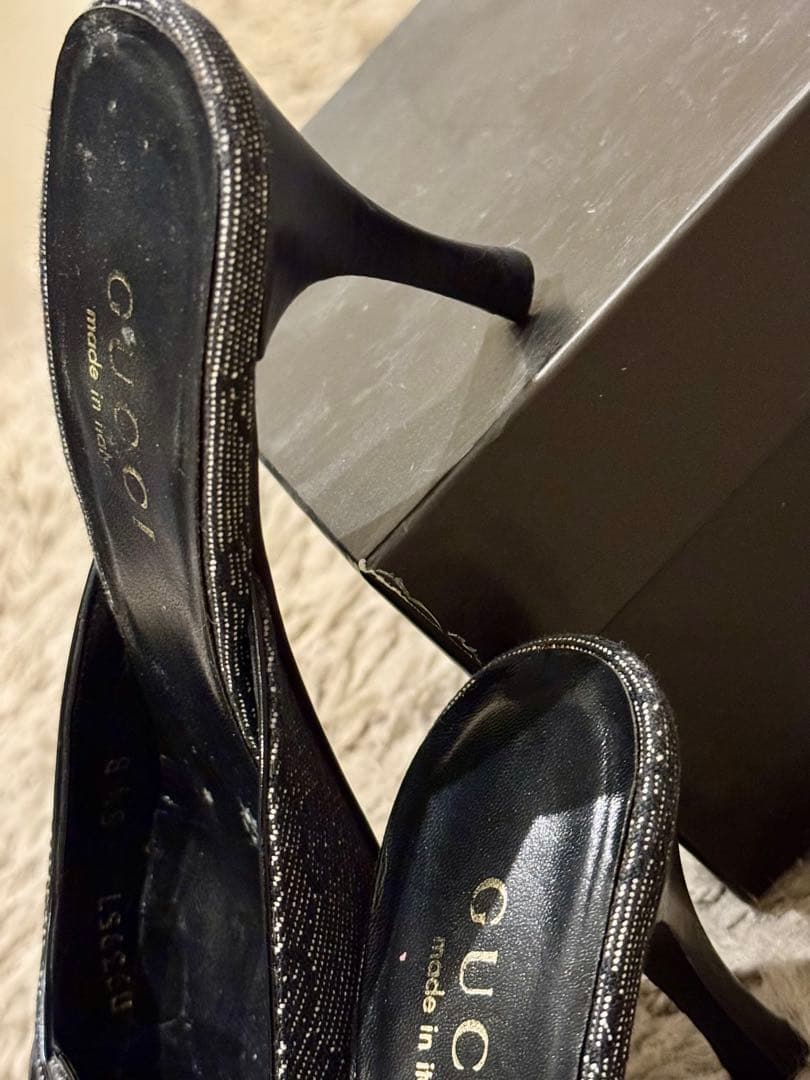 GUCCI グッチ　GGデニムミュール　ブラック　箱付　24〜24.5 美品