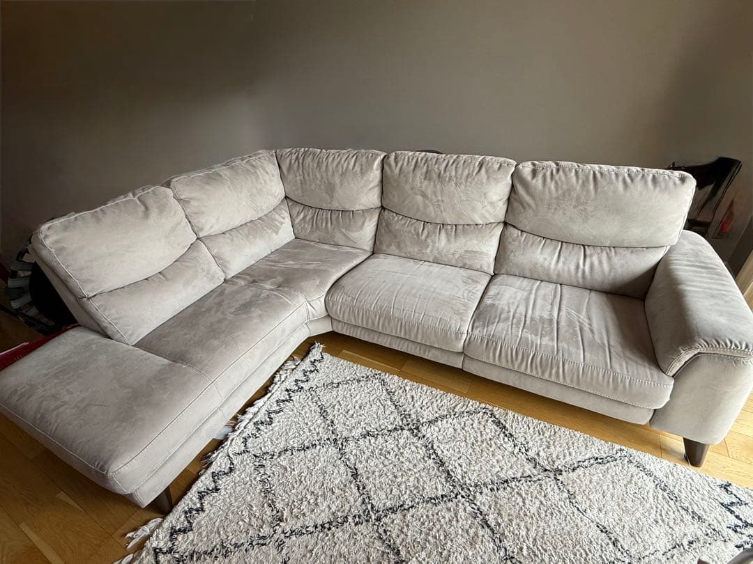 定価248000円　グレー L字型ファブリックソファ①