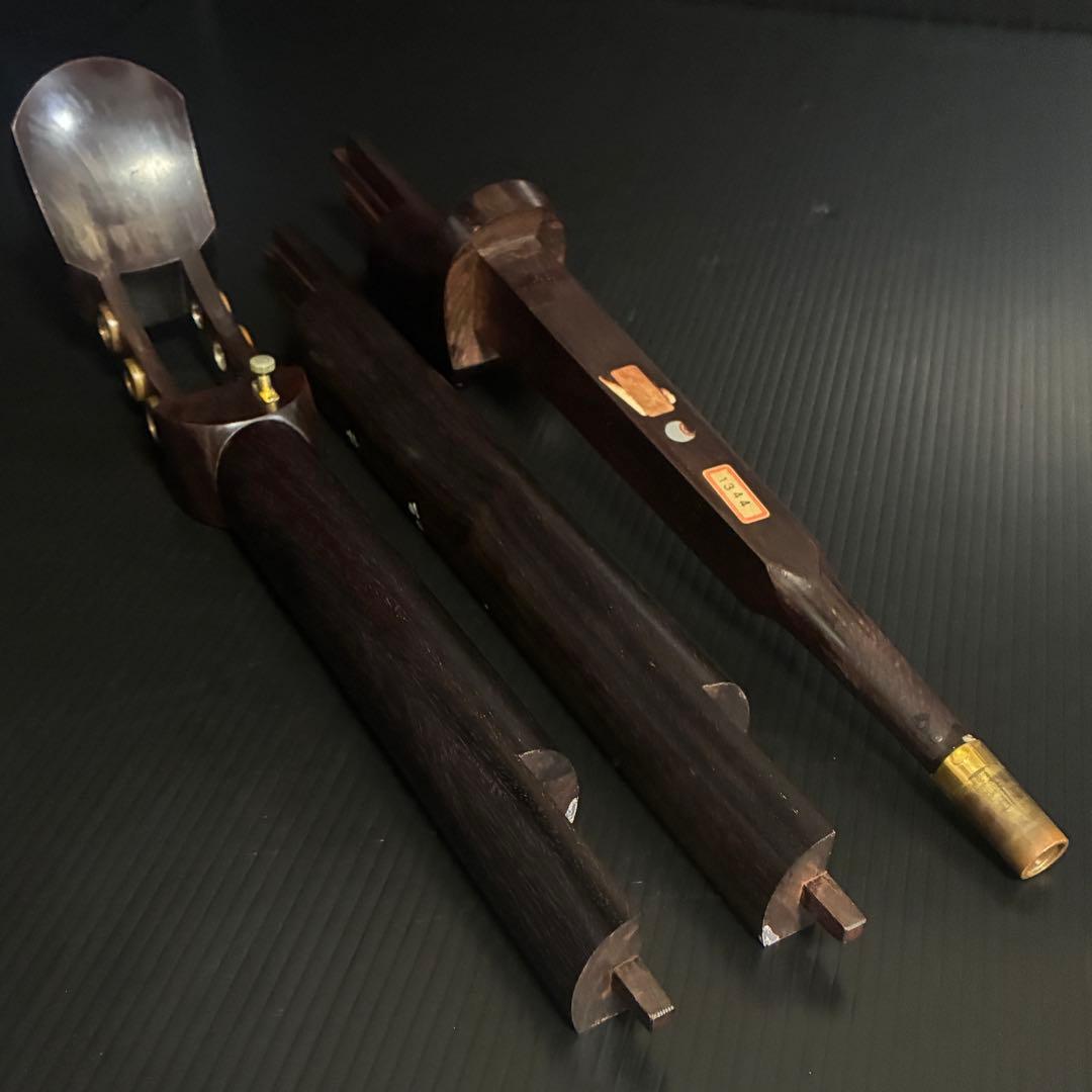 美品 即演奏可能 津軽三味線 紫檀 高級黒檀紅木巻き糸巻き 両面皮破れなし