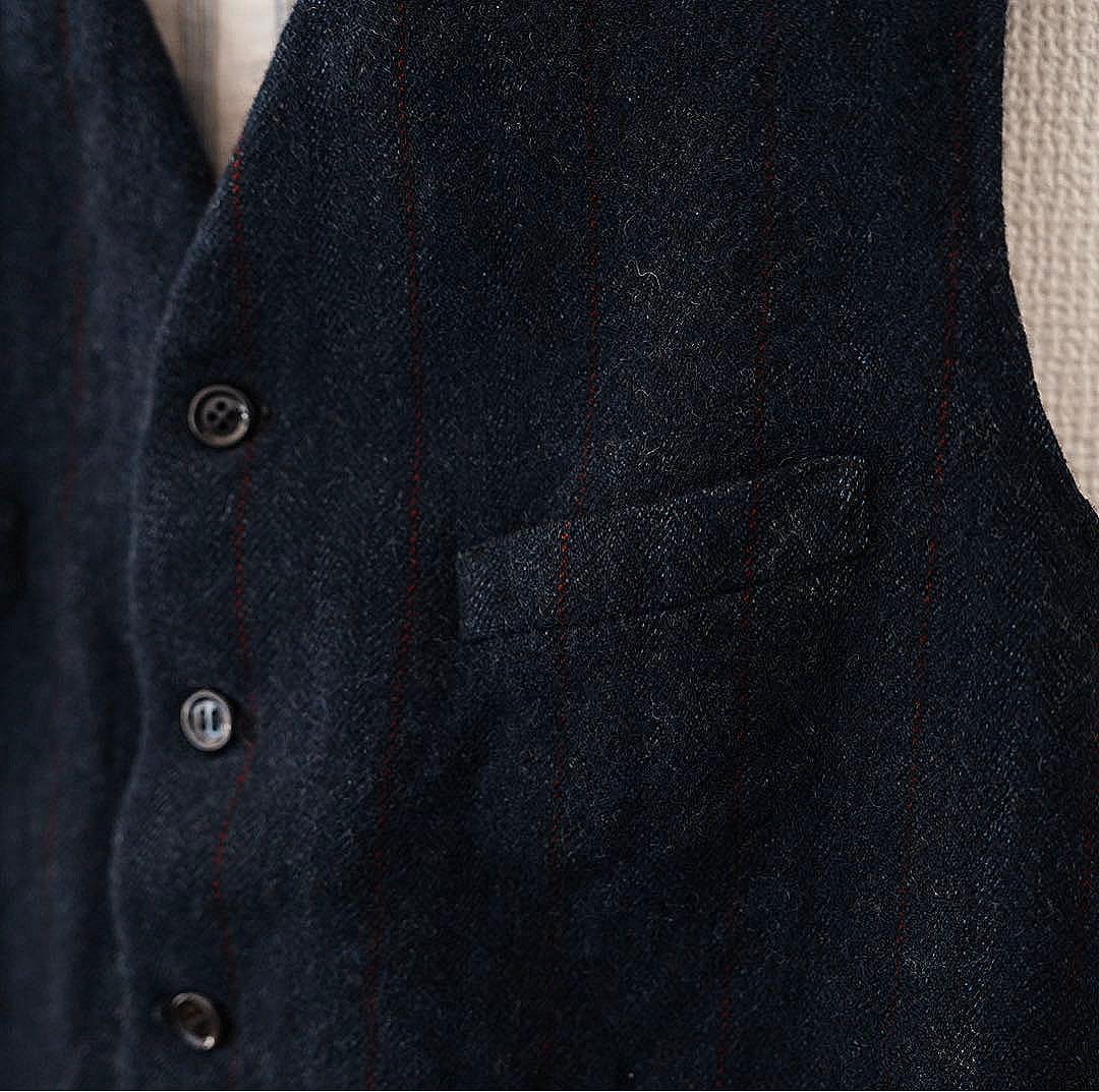 【希少】20s 30s ヴィンテージ フランス製ウールベスト 針刺しシンチバック