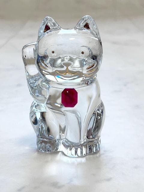 Baccarat 極美品 レッドオクトゴン まねき猫 ラッキーキャット 置物