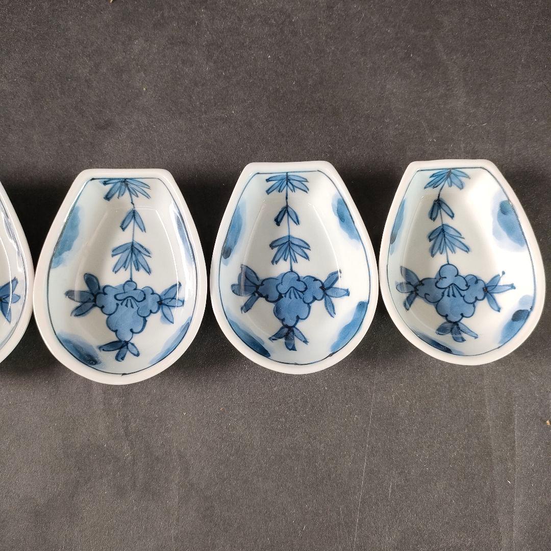 C1-6/源右衛門窯/染付牡丹絵5客組/共箱/蓮華/懐石道具