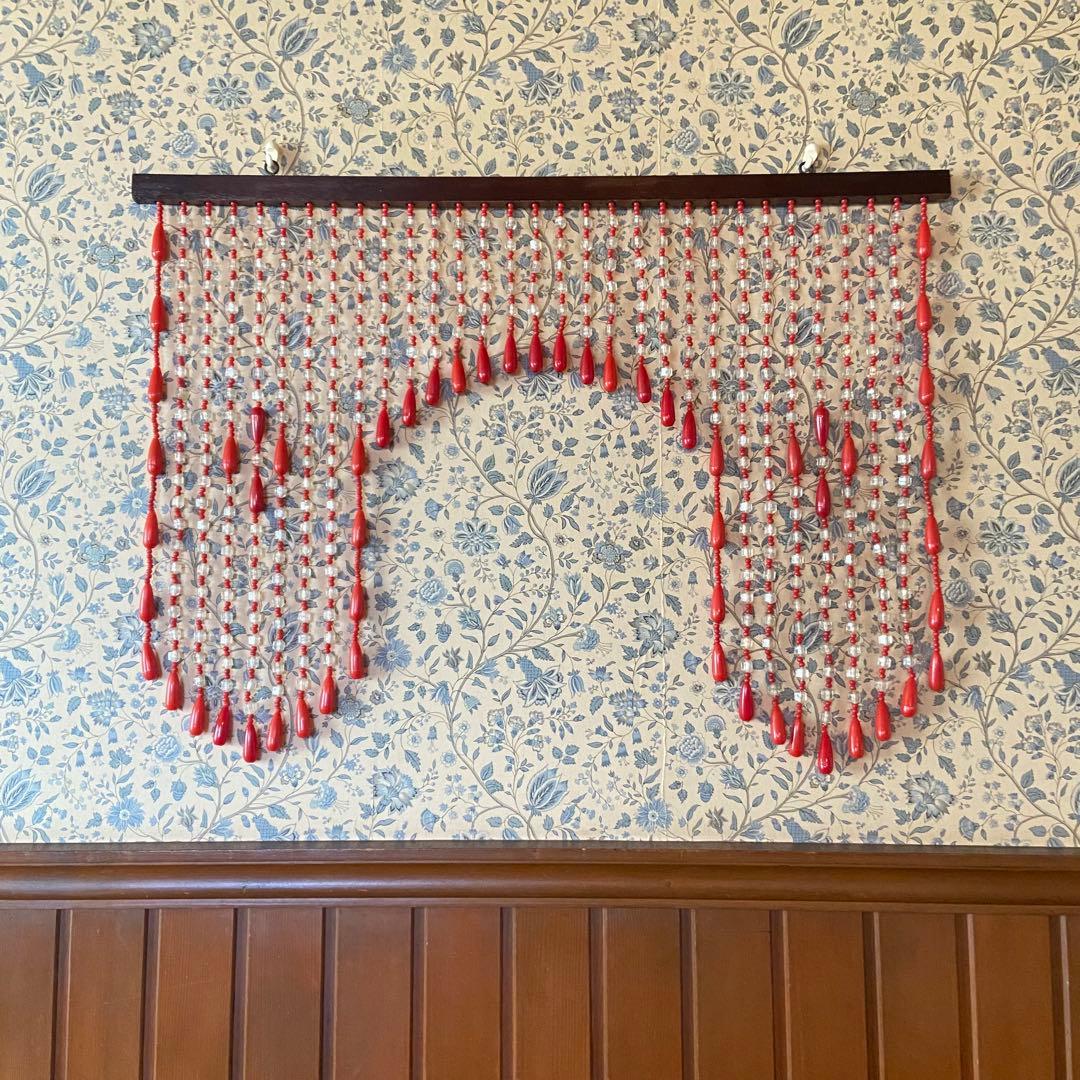 昭和レトロ　ビーズのれん　当時物　暖簾　レトロポップ