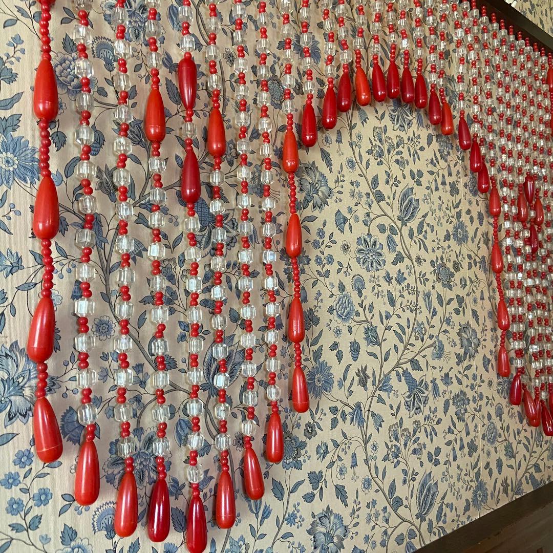 昭和レトロ　ビーズのれん　当時物　暖簾　レトロポップ