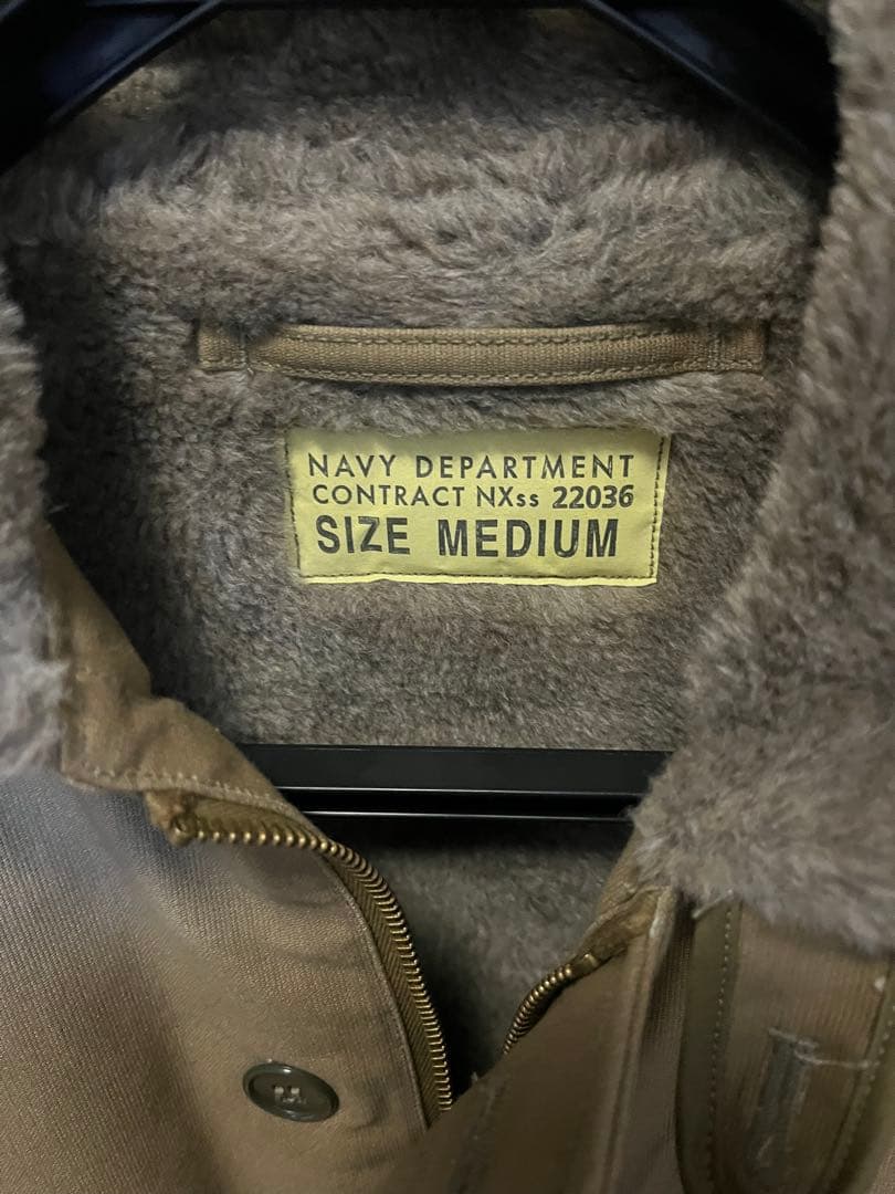 USNロゴ付きベージュミリタリージャケット M