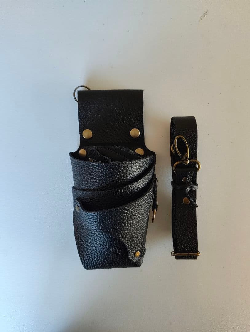 シザーケース　本革　4丁　黒