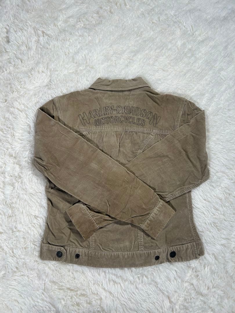 【美刺繍】ハーレーダビッドソン コーデュロイジャケット M ベージュ 背面ロゴ