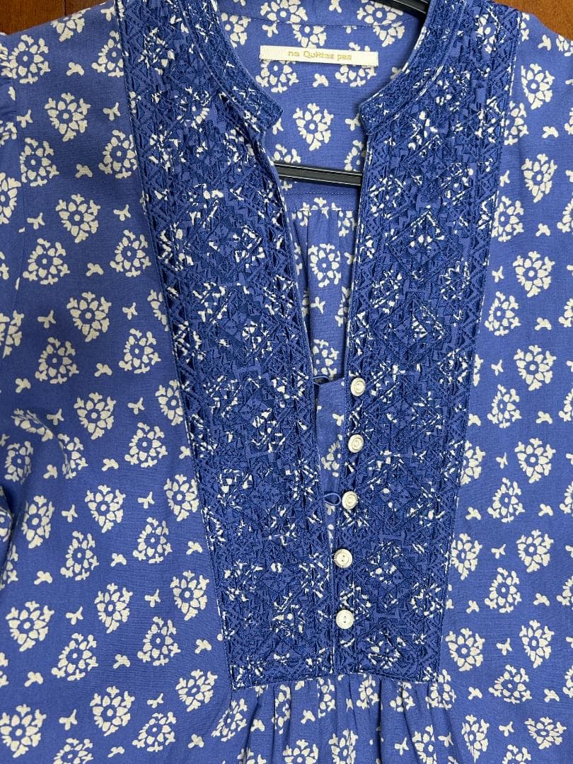 新品　ne Quittez pas　ヌキテパ　青色花柄ワンピース　23年AW