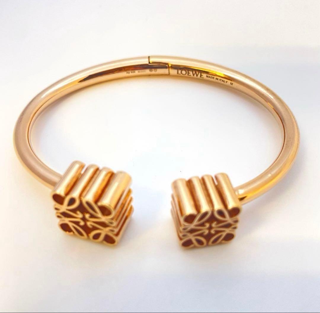 ロエベ　アナグラム カフ ブレスレット　バングル　LOEWE ローズゴールド