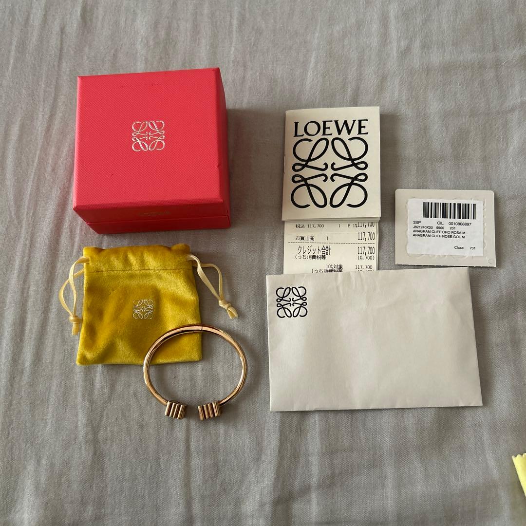 ロエベ　アナグラム カフ ブレスレット　バングル　LOEWE ローズゴールド