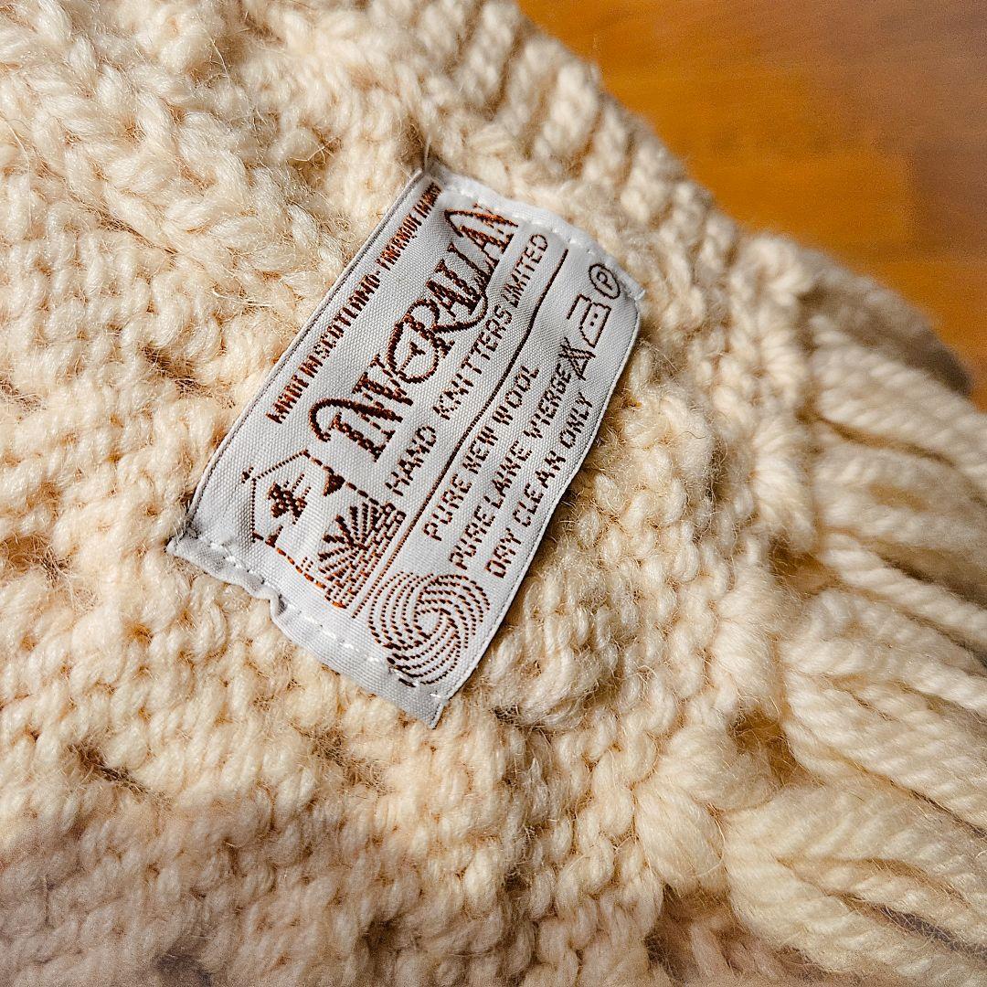 【未使用】INVERALLAN スコットランド製ウールケーブルマフラー515g