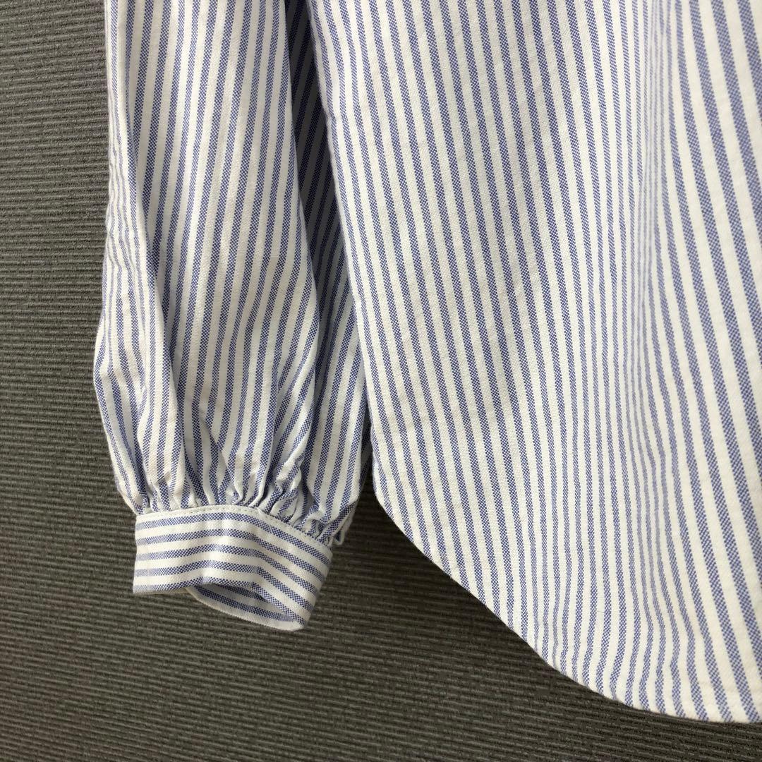 ジャーナルスタンダードラックス OXストライプ フリルブラウス ブルー