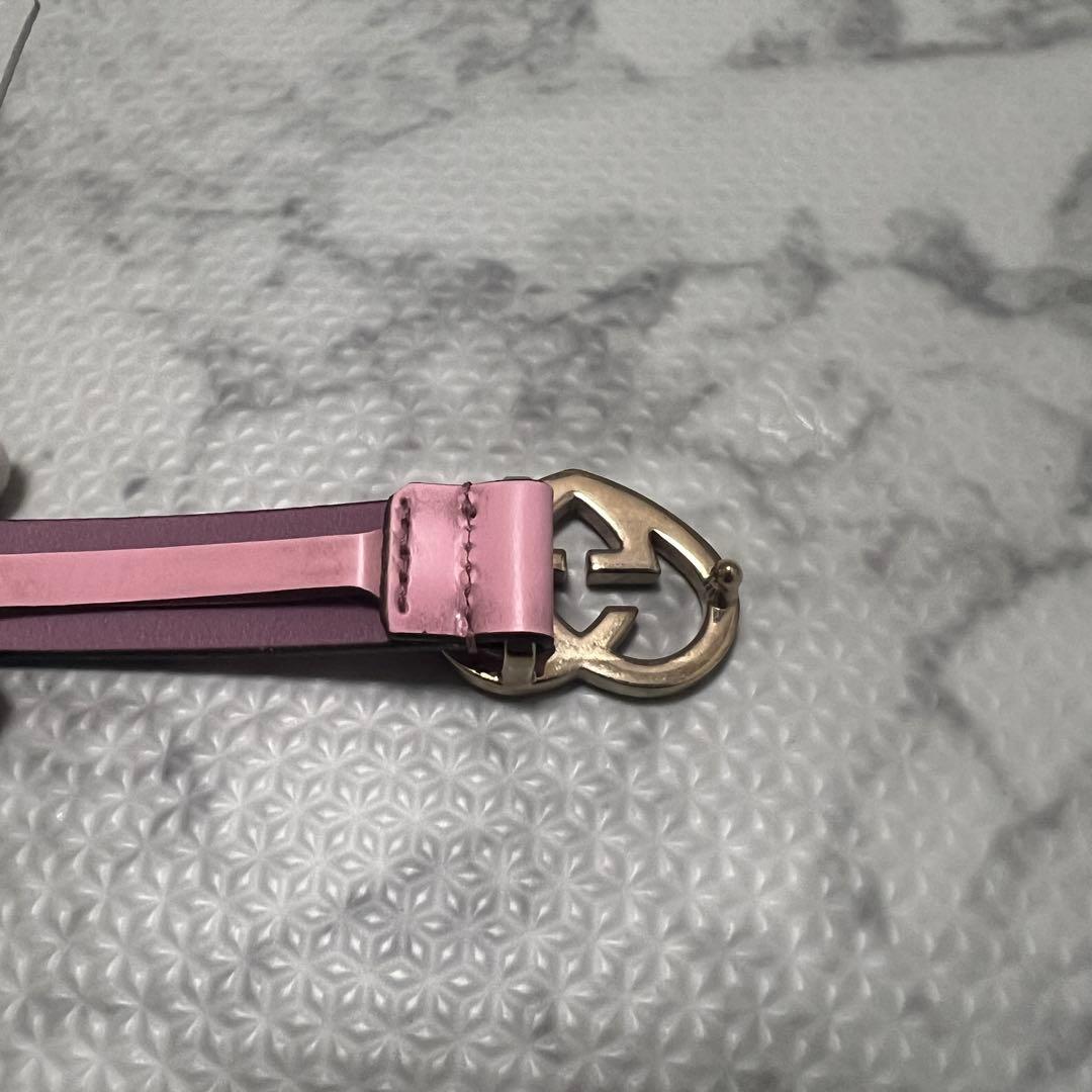 極美品✨グッチ ベルト ダブルG ハート ゴールド ピンク レザー 245883