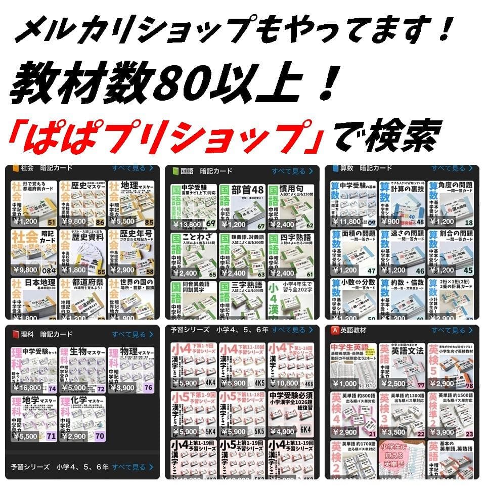 中学受験セット商品【100】国語・算数・理科・社会　暗記カード　テスト対策