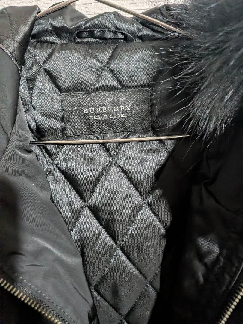 【美品】バーバリー　ブラックレーベルブラックファー付きモッズコート
