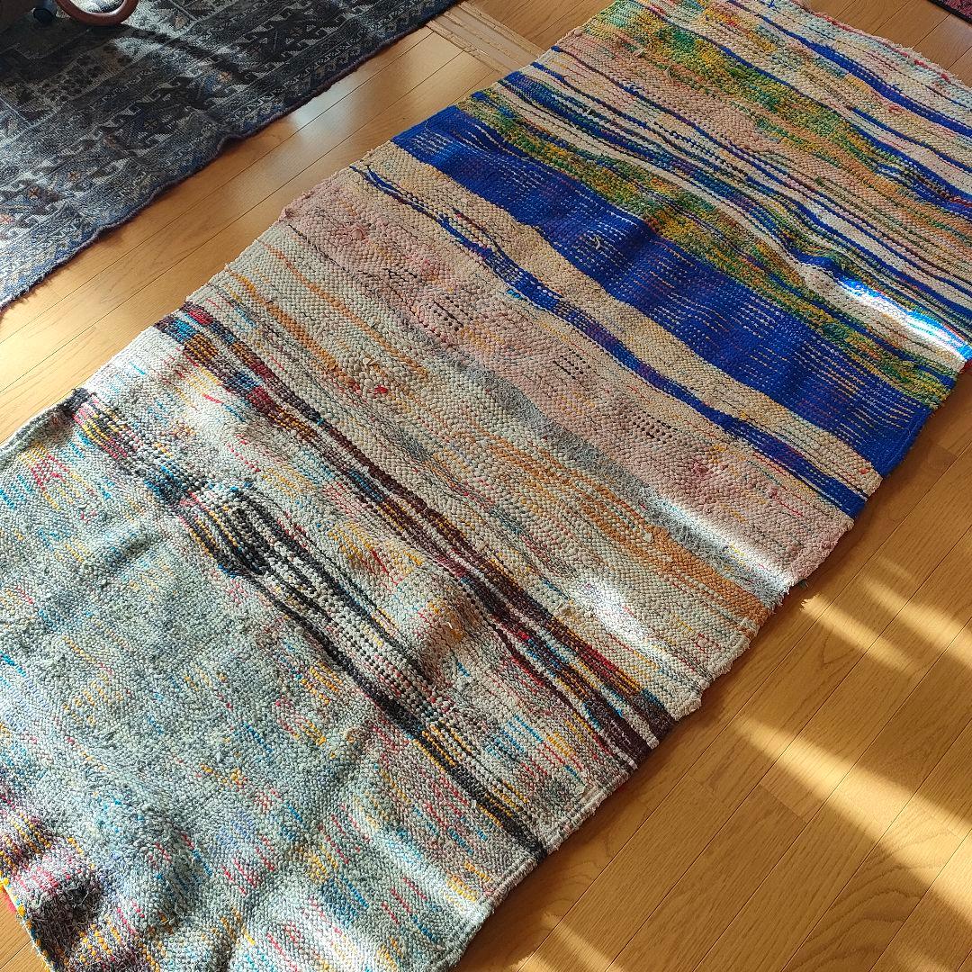 ヴィンテージ モロッコ製 カラフルチェックラグ