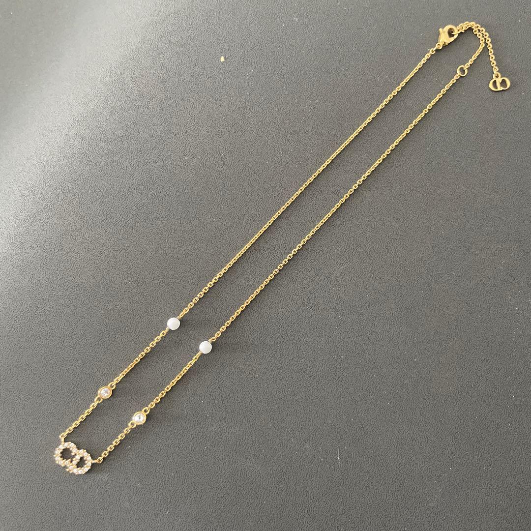 美品 Dior ネックレス Clair D Lune ラインストーン ゴールド